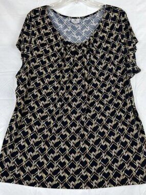 Women's Stretch Black/Brown Cap Sleeve Plus Size 2XL Top Spring Summer